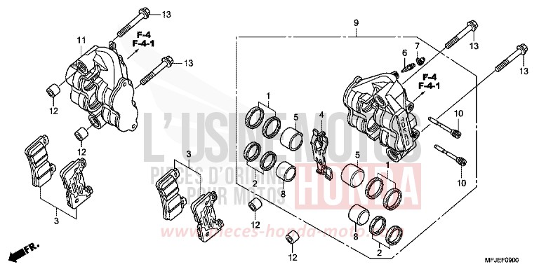 VORDERRAD-BREMSSATTEL von CBR600RR ABS VICTORY RED (R334) von 2012